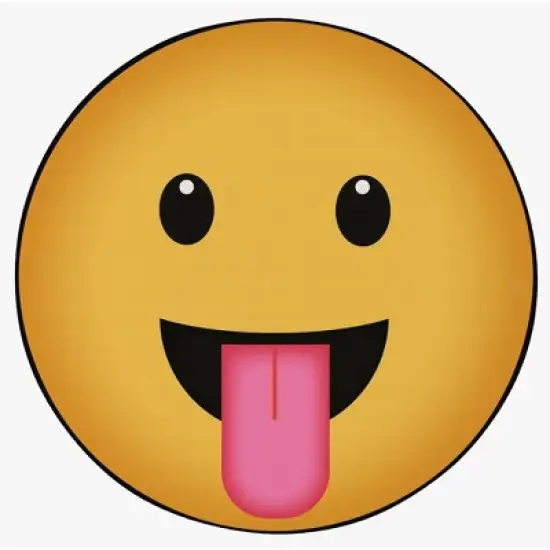 Deerlux Emoji Style Round Funny Smiley Face Kids Area Rug, Tongue Out Emoji Rug image {2}