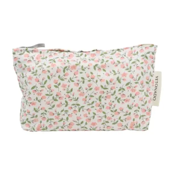 Unique Bargains Travel-friendly Leaf Flower Handheld Makeup Bag Pink 1 Pc image {6}