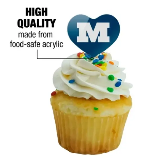 Millikin University Primary Logo Heart Love Cupcake Picks Toppers Decoration Set of 6 image {2}