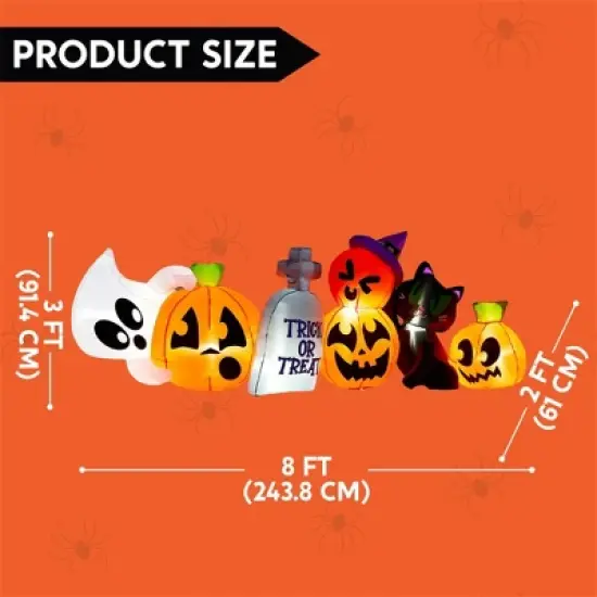 Joyfy 8 FT Long Halloween Inflatables Outdoor Decoration, Inflatable Pumpkin Ghost Cat Tombstone with LEDs for Halloween Yard Garden Lawn Decoration image {7}