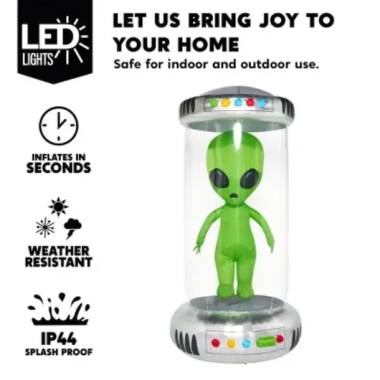 Joyfy 7 FT Halloween Inflatable Outdoor Decoration, Alien with Giant Test Tube Inflatable with Animated LEDs for Halloween Outdoor Lawn Yard Decor image {1}