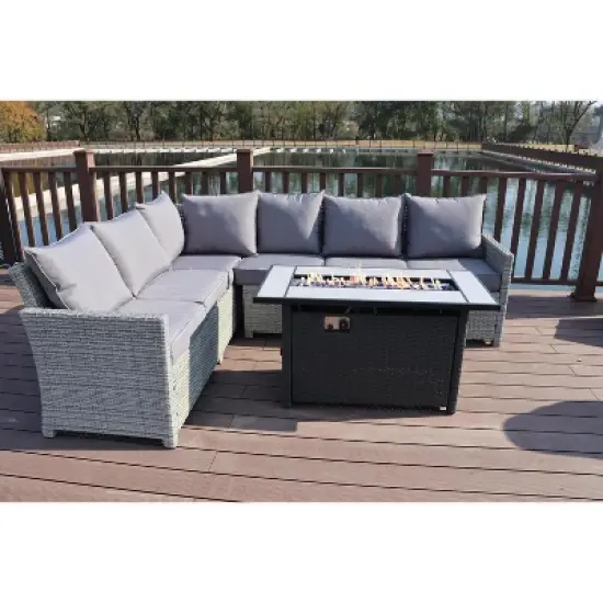 Sol Living 45&sbquo;&Auml;&ugrave; Outdoor Fire Pit Propane Firepit Table with Lid & Lava Rocks 50,000 BTUs image {5}