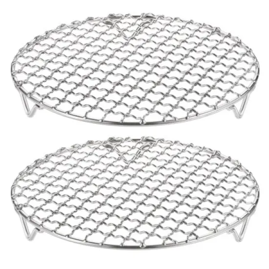 Unique Bargains Stainless Steel Round Cross Wire Barbecue Grill with Legs image {40}