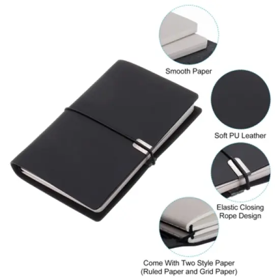 Unique Bargains Hardcover A7 Lined and Grid Office Writing Journal Notebook 70 Sheets image {3}