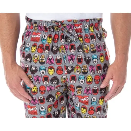 Marvel Men's Vintage Comic Character Faces Adult Sleep Lounge Pajama Pants Hero Faces image {1}