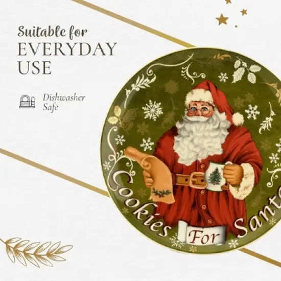 Spode Christmas Tree Plate and Bottle Set (2-Piece) - 8.5" Porcelain "Cookies for Santa" Plate & 10 Oz, Dishwasher Safe Festive Seasonal Gift Set image {5}