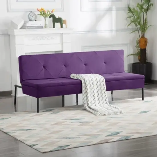 DOMETOUR  Convertible Futon Sofa Bed, Adjustable Back Upholstered Sleeper for Living Room Bedroom Furniture image {9}