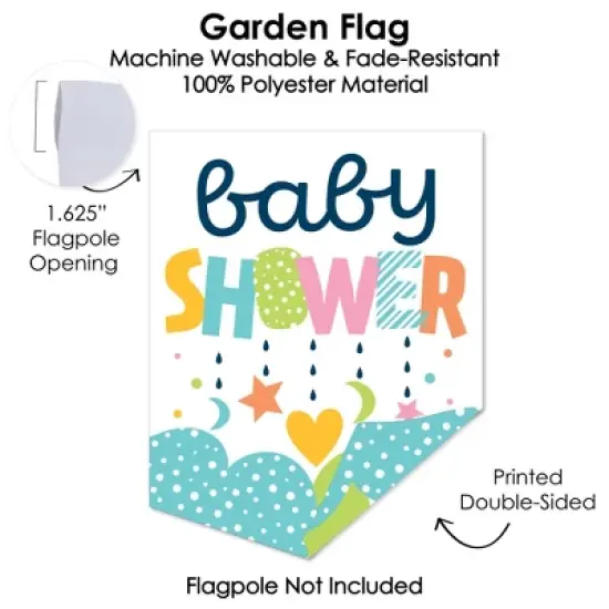 Big Dot of Happiness Colorful Baby Shower - Outdoor Home Decorations - Double-Sided Gender Neutral Party Garden Flag - 12 x 15.25 inches image {2}
