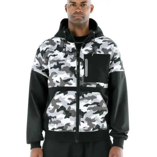 RefrigiWear Men&rsquo;s Camo Diamond-Quilted Insulated Softshell Hooded Jacket image {1}