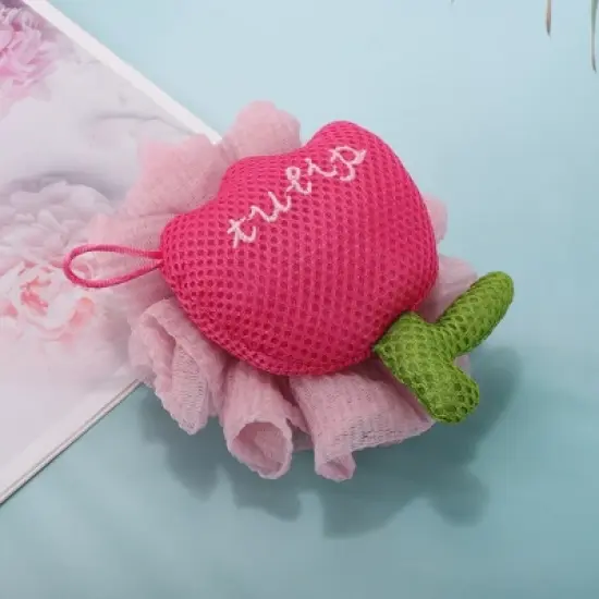 Unique Bargains Cartoon Bath Sponge Rose Red Pink 1 Pc image {5}