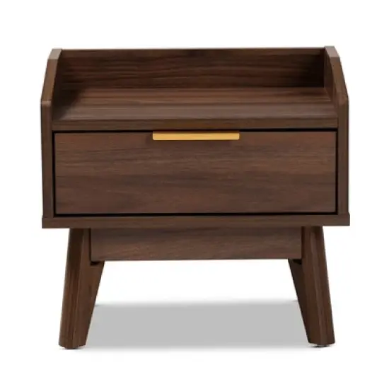 Lena Walnut Finished Wood Nightstand Brown - Baxton Studio image {7}