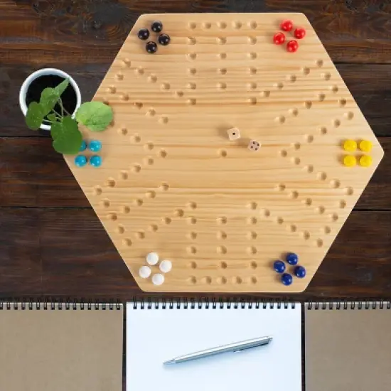 Toy Time Wooden Strategic Game Set With Board, Marbles, and Dice image {5}