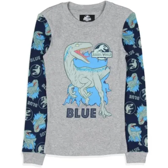 Jurassic World Boys' Movie Film Park Logo Blue Tight Fit Sleep Pajama Set Multicolored image {1}