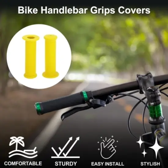 Unique Bargains Bike Handlebar Grips Covers 4.61" Yellow 1 Pair image {1}