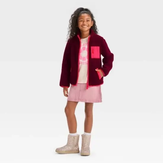 Girls' Faux Shearling Zip-Up Sweatshirt - Cat & Jack&trade; image {2}