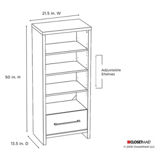 ClosetMaid 165100 Decorative Storage Tower Bookcase with Drawer, White (2 Pack) image {4}