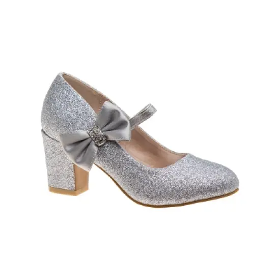Badgley Mischka Girls Mary Jane Heel Dress Shoes with Bow Detail -Elegant Girls' Pumps, Low Heels, Flower Party, Wedding, Princess (Little Kids/Big Kids) image {7}