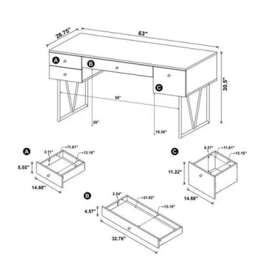 Analiese 4 Drawer Writing Desk - Coaster image {11}