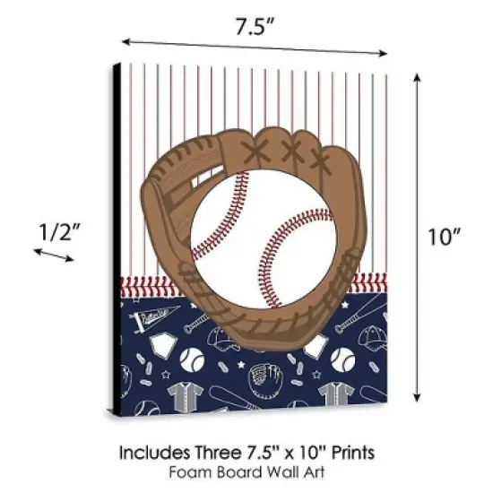 Big Dot of Happiness Batter Up - Baseball - Sports Themed Nursery Wall Art, Kids Room Decor & Game Room Home Decor - 7.5 x 10 inches - Set of 3 Prints image {3}