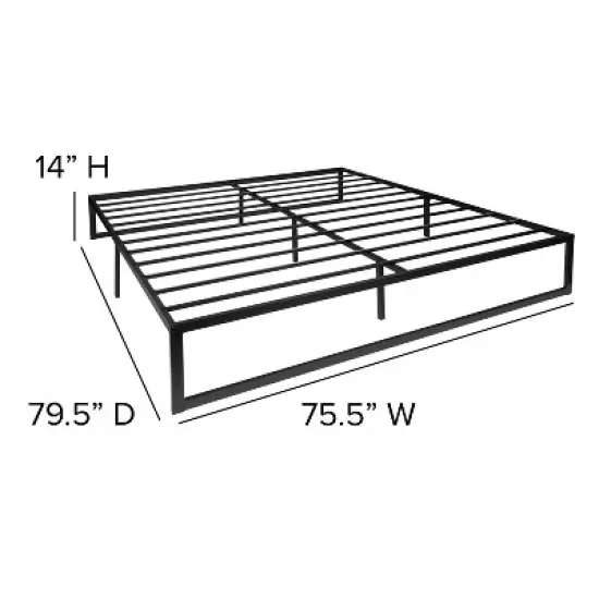Flash Furniture 14 Inch Metal Platform Bed Frame with 10 Inch Pocket Spring Mattress in a Box and 2 Inch Cool Gel Memory Foam Topper image {9}