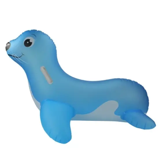 Pool Central 46" Inflatable Blue Sea Lion Ride On Pool Float with Handles image {1}