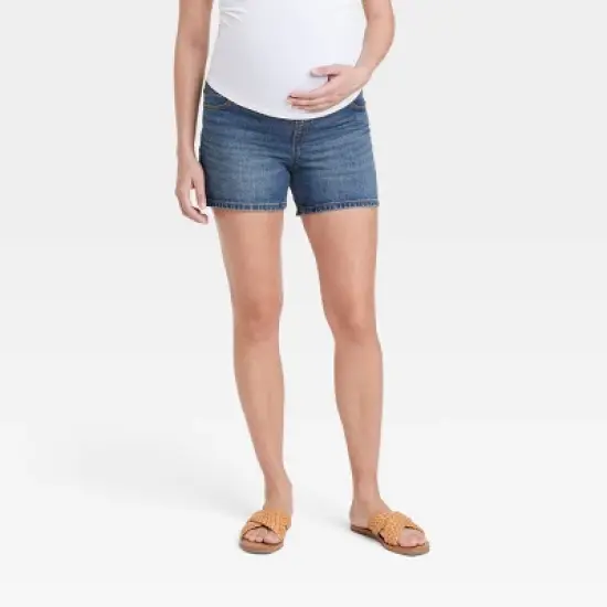 Over Belly Maternity Jean Shorts - Isabel Maternity by Ingrid & Isabel&trade; image {5}