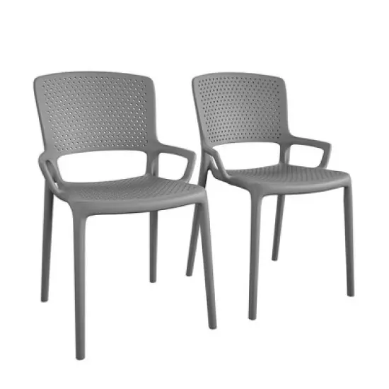 2pk Indoor/Outdoor Stacking Resin Chairs with Square Back & Arms - Room & Joy
 image {8}