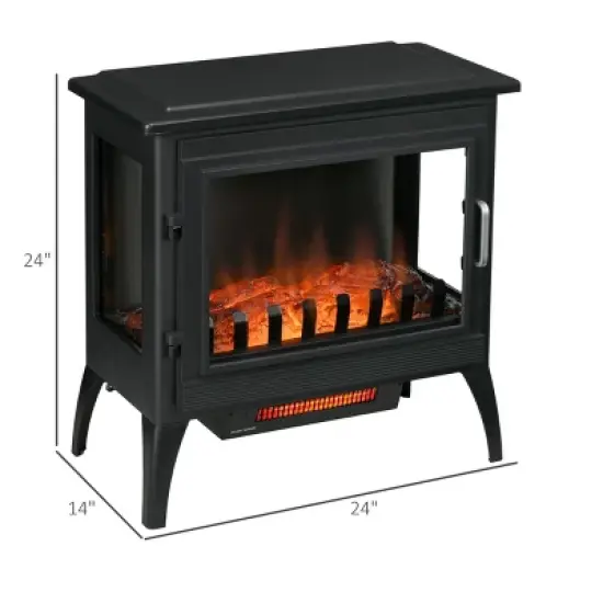 SEVOBAL Fireplace Insert Heater Mantel 3D Flame Quartz Fireplace Stove Bottom Air Outlet Fire Place Panoramic 3-Side View, Black, 28.25"*16.75"*24.5" image {2}