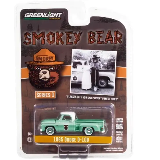 1965 Dodge D-100 Truck Light Green w/White Top "Please! Only You Can Prevent Forest Fires" 1/64 Diecast Model Car by Greenlight image {2}