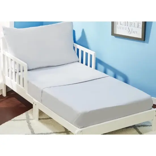 EVERYDAY KIDS 3 Piece Toddler Sheet Set - Soft Microfiber Toddler Bedding - Includes a Flat Sheet, a Fitted Sheet and a Pillowcase - Solid Grey image {1}