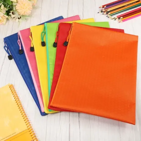 Unique Bargains Waterproof Cloth Zipper Home Office Travel File Bags 12 Pcs image {4}