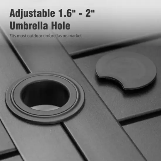 Captiva Designs 7pc Patio Dining Slat-top Rectangle Table & Textilene Chairs with Wood-like Armrests image {4}