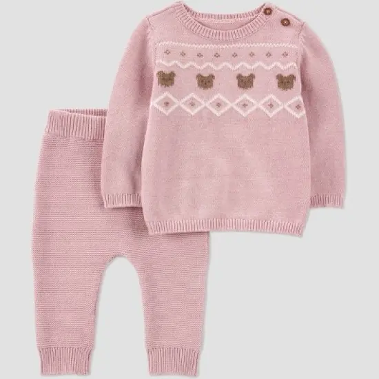 Carter's Just One You&reg; Baby Girls' Bear Fair Isle Sweater Top & Pants Set - Pink image {5}