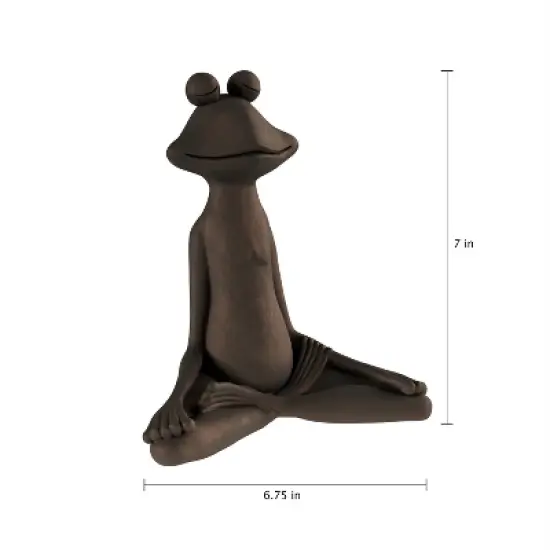 Nature Spring Meditating Yoga Zen Resin Frog Figure - Brushed Bronze Finish image {2}