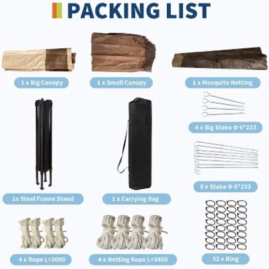 11FT Outdoor Canopy Gazebo Tent with Mosquito Netting, Portable Patio Shelter for Backyard or Garden, Includes Carrying Bag image {3}