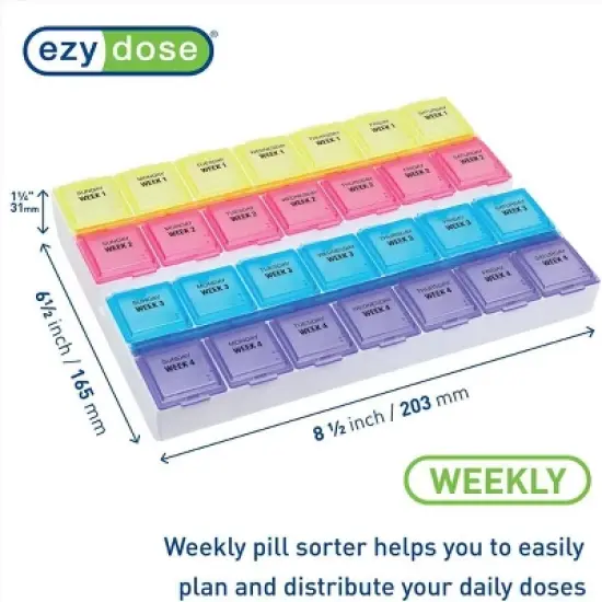 Ezy Dose Monthly (28-Day) Pill Organizer, Daily Compartments (Large) image {1}