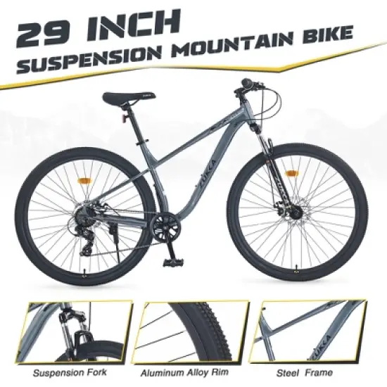 Gulches 29-Inch Gray 8-Speed Mountain Bicycles - Front Suspension for All-Terrain Adventures image {3}
