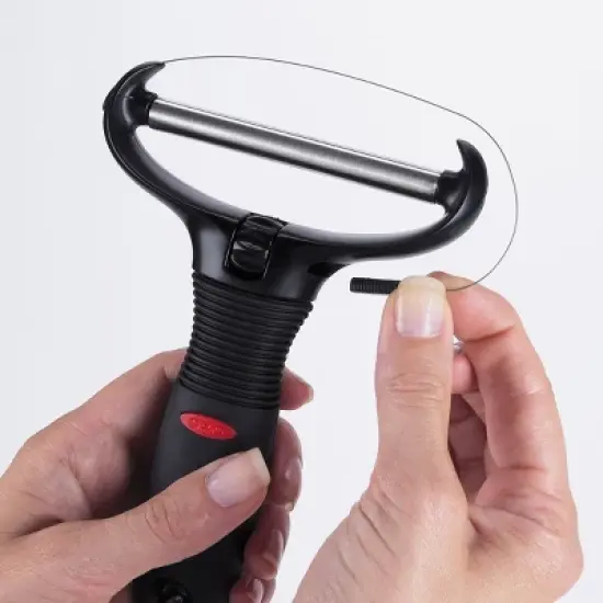 OXO Wire Cheese Slicer with Replaceable Wires: Metal, Dishwasher-Safe, 3 Blades, Black, Kitchen Wire Slicer image {3}