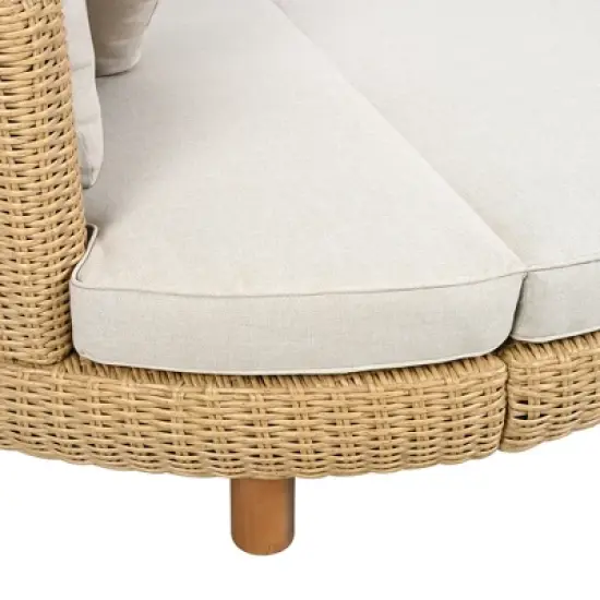 Christopher Knight Home Lauriel Boho Patio Plastic Wicker Daybed with Cushions and 4 Pillows image {6}