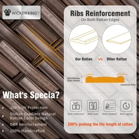 Captiva Designs 6pc Outdoor Patio Wicker Rattan Fire Pit Set with Cushioned Ottomans and Single Sofas image {4}