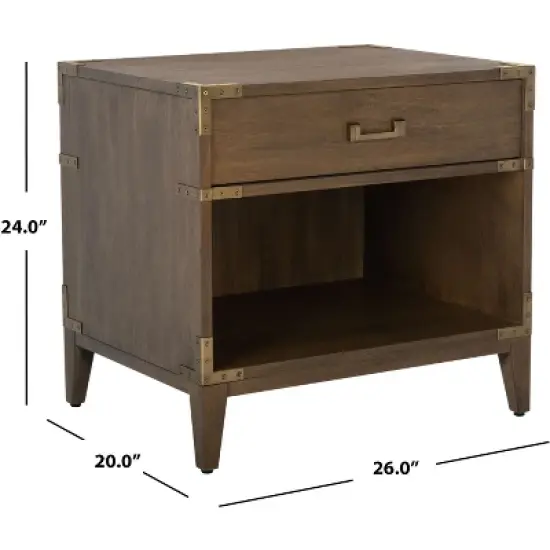 Nisha 1-Drawer Wood Nightstand - SFV7707 - Brown - Safavieh Couture image {12}