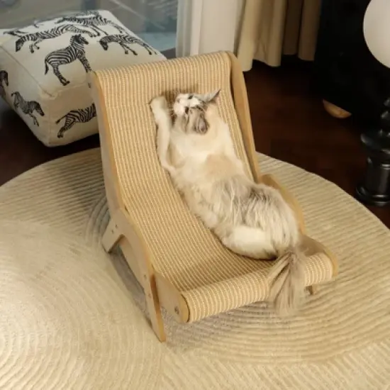 Fairyland&trade; - Woven Sisal Cat Lounger &ndash; Scratch-Resistant Wooden Pet Sofa Bed with Neutral Design for Indoor Cats and Small Dogs image {6}