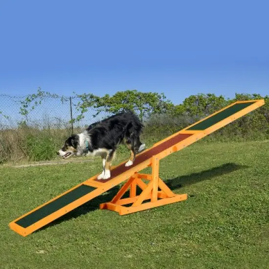 PawHut Wooden Dog Agility Seesaw for Training and Exercise, Platform Equipment Run Game Toy Weather Resistant Pet Supplies image {1}