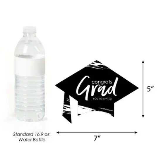 Big Dot of Happiness Black and White Graduation Party Invitations - Shaped Fill-in Invite Cards with Envelopes - Set of 12 image {3}