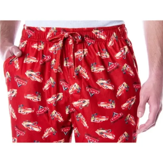 Disney Men's Cars Lightning McQueen Allover Character Sleep Pajama Pants Red image {1}