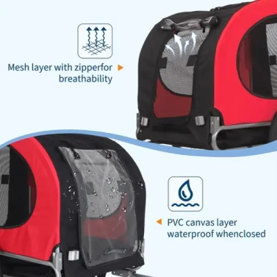 Dog Bike Trailer, Supports up to 88LBS Dog Trailer for Bicycle, Pet Cart Bicycle Carrier with Quick Release Wheel & Easy-Fold Frame, Red image {6}