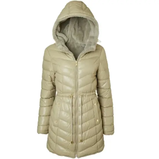 Sportoli Womens Winter Coat Reversible Faux Fur Lined Quilted Puffer Jacket image {11}