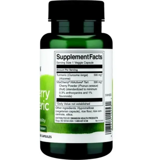 Swanson Tart Cherry & Turmeric - Features HiActives Tart Cherry, Supports Joint Health, Movement & Musculoskeletal Wellness, 60 Vegan Capsules image {1}