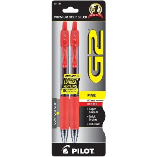 Pilot G2 Retractable Gel Pens Fine Point Red Ink 2 Pack (31033) 460225 image {4}