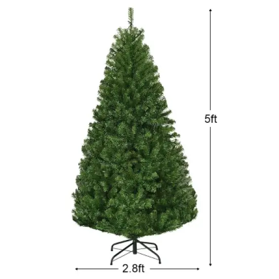 Costway 5Ft Pre-Lit Artificial Christmas Tree Hinged 150 LED Lights image {3}